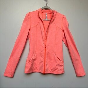 Lorna Jane Active Full Zip Hooded Jacket Orange Heather Size Medium